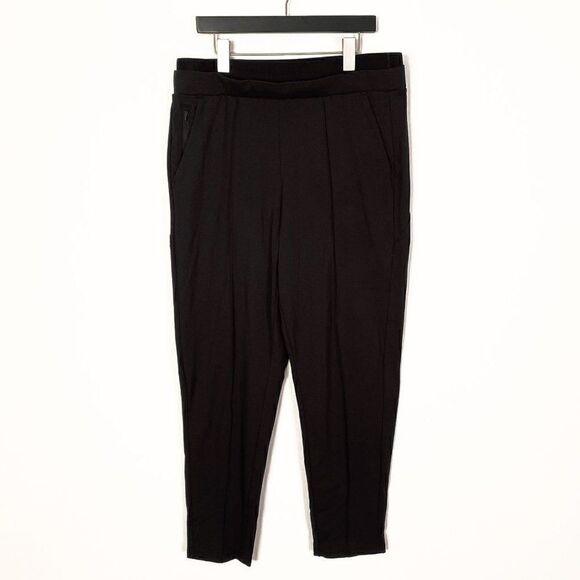 Athleta Venice Black Ponte Knit Pintuck Front Seam Pants Medium - Picture 3 of 8